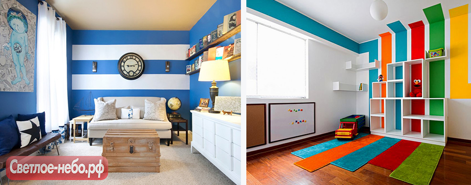 широкие полосы в интерьере